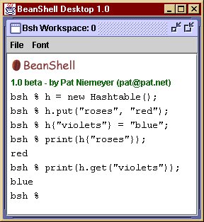 A screen shot the BeanShell interpreter in GUI mode.